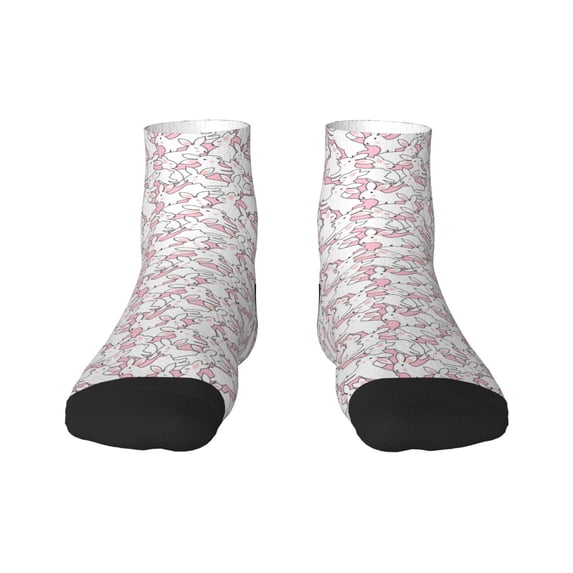 Salouo Playing Rabbit Pattern Unisex Middle Tube Socks,Middle-Finger Knee High Socks Over The Calf Tube Stocking Crew Stockings for Women and Men Tube Socks