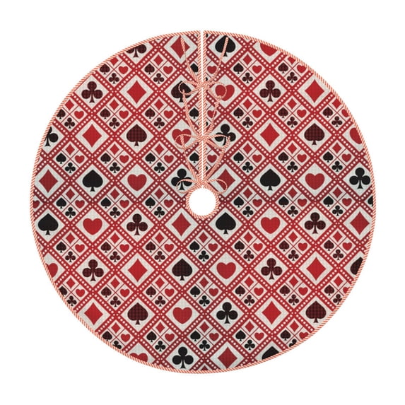 Salouo Poker Christmas Tree Skirt 36" Farmhouse Christmas Decorations Snowman Xmas Tree Skirt Tree Mat for Holiday Party Decor