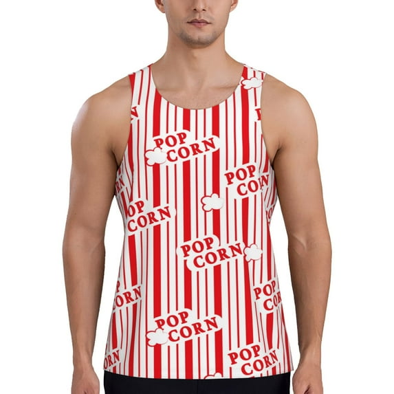 Salouo Popcorn 1 for Men's Tank Tops,Sleeveless Muscle Shirts for Men Quick Dry Workout Tank Top Gym Muscle Tee Fitness Bodybuilding Sleeveless T Shirt-X-Large