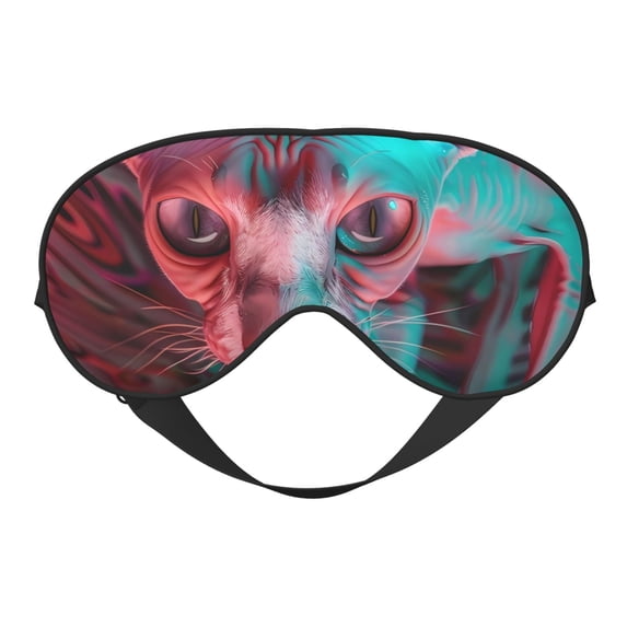 Salouo Psychedelic Hairless Cat Pattern Sleep Mask,Sleep Eye Mask & Blindfold Eye Sleep Shade Cover with Elastic Strap Soft Eye Cover Eyeshade for Night Sleeping Travel & Nap