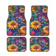 thumbnail image 1 of Salouo Psychedelic Sunflowers for Car Floor Mat Set of 4–Car Carpet Mats - Car Mats with Anti-Slip Backing & Driver Heel Pad Universal Fit for Cars, Trucks, SUVs, and Vans, 1 of 6