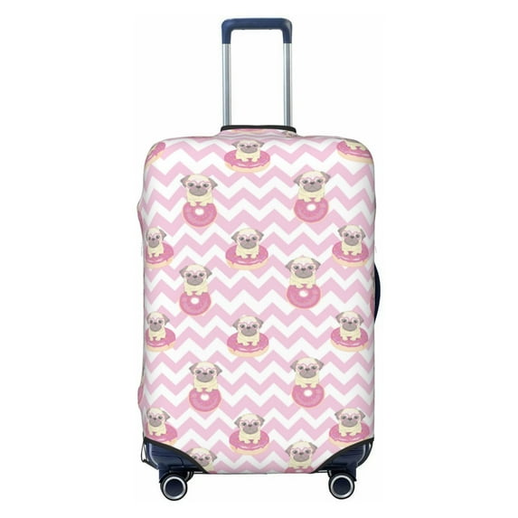 Salouo Pug And Donut Pattern Travel Dust-proof Suitcase Cover, Softside Suitcase Protector Luggage Cover Protector for 18-32inch ,Not Included Suitcase