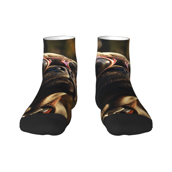 Salouo Pug Wearing Sunglasses Flowers Pattern Unisex Middle Tube Socks,Middle-Finger Knee High Socks Over The Calf Tube Stocking Crew Stockings for Women and Men Tube Socks