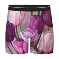 thumbnail image 1 of Salouo Purple And Pink Tulip Bouquet Pattern Men's Boxer Briefs, Soft & Breathable Underwear Elastic Waistband Briefs for Men,1-Pack, 1 of 7