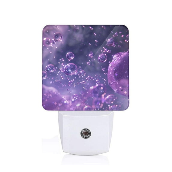 Salouo Purple Bubble Abstract Art for Night Lights Plug into Wall 1 Pack, 0.5W Plug in Night Light with Dusk-to-Dawn Light Sensor LED Nightlight for Bathroom, Adult, Hallway-US