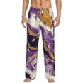 thumbnail image 1 of Salouo Purple Gold Marble Swirls Print Pajama Pants for Men, Lounge Pants Elastic Waistband Casual Men's sleepwear Loungewear Sleep Pajama Pant -Small, 1 of 7