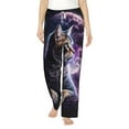 thumbnail image 1 of Salouo Purple Moon Cat Print Women's Pajama Pants Casual Loose Sweatpants PJs Flowy Pants Drawstring Palazzo for Women Wide Leg Pants Lounge Pajama -Small, 1 of 8