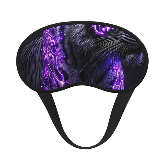 Salouo Purple Plant White Tiger Pattern Eye Masks, 1-Pack Sleep Mask Eye Cover Washable Sleeping Eyeshade Block Sleep Shade Cover Light Reduces Traveling Gifts