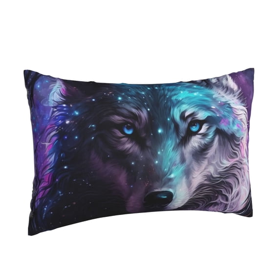 Salouo Purple Sky Wolf Print Print Pillow Case Cover,Wrinkle-Free Bed Pillow Cover Pack of 1 Home Decor Fade-Resistant and Stain-Resistant ,Pillows Not Included -20"x30"
