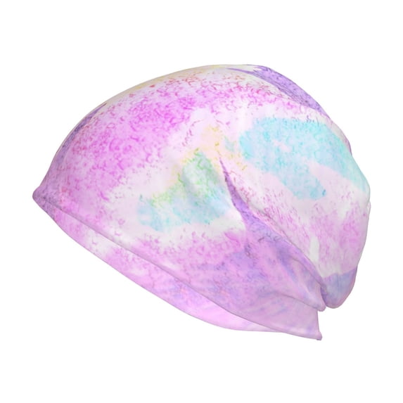 Salouo Purple Sparkling Butterfly Print Unisex Beanie Hat,Knitted Baggy Skull Cap Winter Warm Hats Beanie Sleep Hats Cancer Headwear Caps for Women & Men 1 Pieces