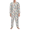 thumbnail image 1 of Salouo Ragonfly And Ladybug Print Button-Front Long Sleeve Pajama Set for Men, Soft 2Pjs Men's Long Sleeve Sleepwear -Medium, 1 of 7