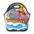 Salouo Rainbow Animals on Noah's Ark for Lunch Tote,Lunch Bag Insulated
