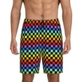 thumbnail image 1 of Salouo Rainbow Chequerboard Pattern Men's Sleep Pajama Shorts,Pajama Bottoms Elastic Waistband Sleep Pajama Short PJ Shorts for Men -3X-Large, 1 of 6