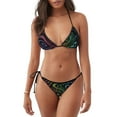 thumbnail image 1 of Salouo Rainbow Glitter Pattern Women's Sexy Bikini Set,String Two Piece Swimsuit V Neck Swimwear Self Tie Spaghetti Straps Bathing Suits -Small, 1 of 6