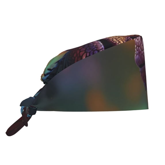 Salouo Rainbow Scales Fantasy Dragon Print Adjustable Working Caps,1 Pcs Working Hats Elastic Scrub Hats Elastic Tie Back Hats Unisex Nurse Scrub Cap Nurse Hats ,One Size