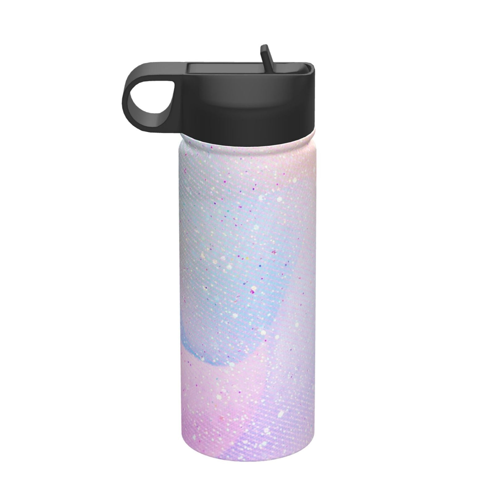 Salouo Rainbow Pattern 18 oz Water Bottle With Straw,Stainless Steel Sports Water Cup Flask Wide Mouth Travel Thermal Mug for Home Office Car