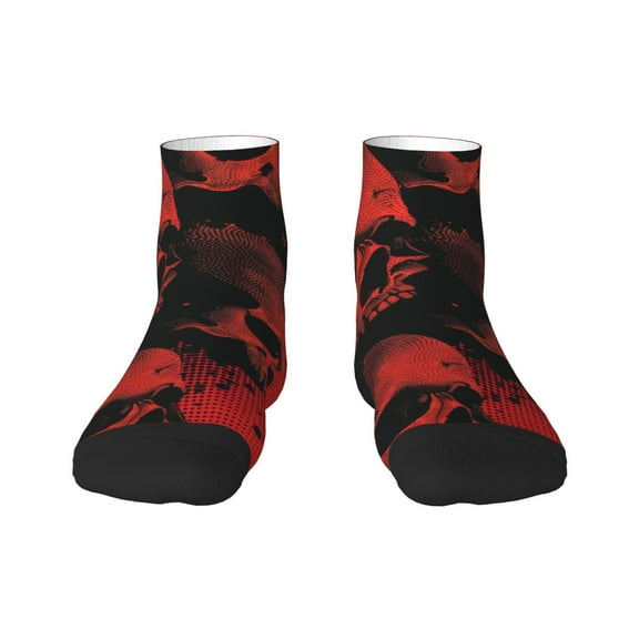 Salouo Red And Black Abstract Skull Pattern Unisex Middle Tube Socks,Middle-Finger Knee High Socks Over The Calf Tube Stocking Crew Stockings for Women and Men Tube Socks