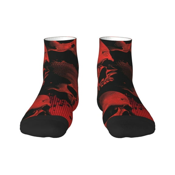 Salouo Red And Black Abstract Skull Pattern Unisex Middle Tube Socks,Middle-Finger Knee High Socks Over The Calf Tube Stocking Crew Stockings for Women and Men Tube Socks