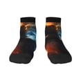 thumbnail image 1 of Salouo Red And Blue Fire Cat Pattern Unisex Middle Tube Socks,Middle-Finger Knee High Socks Over The Calf Tube Stocking Crew Stockings for Women and Men Tube Socks, 1 of 8