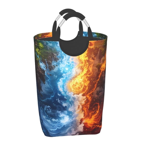 Salouo Red And Blue Flame Waves for Dirty Clothes Hamper,Extra Large Hamper Basket Bin 1-Pack Big Laundry Baskets with Handles Laundry Hampers Fits for Bedroom & Living Room
