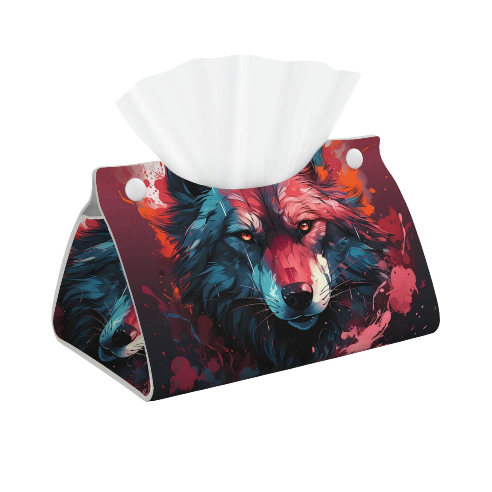 Salouo Red Flame Wolf Head Pattern Long Tissue Box Cover Rectangular ...