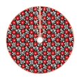 thumbnail image 1 of Salouo Red Floral Christmas Tree Skirt 30" Farmhouse Christmas Decorations Snowman Xmas Tree Skirt Tree Mat for Holiday Party Decor, 1 of 8