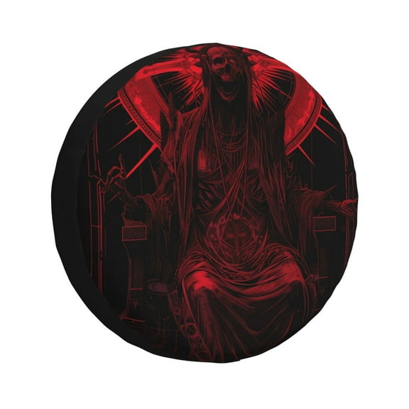 Salouo Red Gothic Skeleton Throne Print Spare Tire Cover 14-17 inch Spare Tire Protector Universal Tough Tire Wheel Cover for Trailer SUV and Truck-
