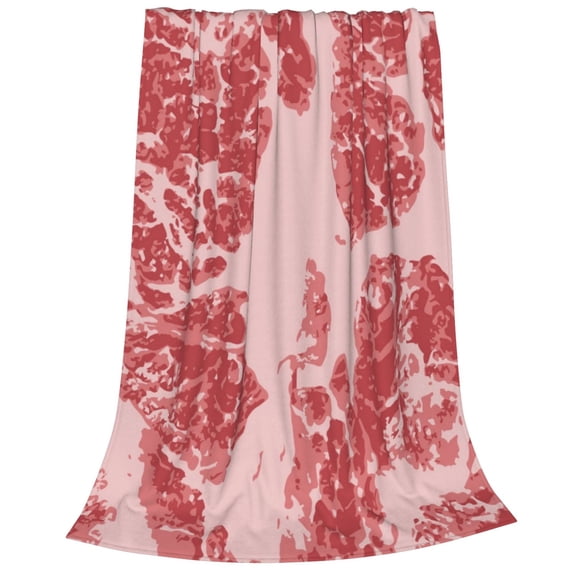 Salouo Red Meat Print Bed Blankets,Flannel Blanket Comfortable Air Conditioning Blanket Lightweight Blanket for Sofa Bed Travel & Couch -50"x40"
