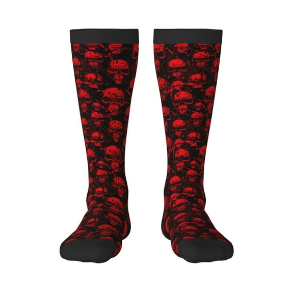 Salouo Red Skulls Print Women's Men's Ankle Socks 1-pack Casual Athletic Socks for Unisex Adult Moisture-Wicking Socks for Daily Wear/Running/Sport