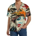 thumbnail image 1 of Salouo Retro American Eagle Pattern Cuban Collar Shirts for Men Button-Down Shirt Men's Short Sleeve Shirts Hawaiian Shirts Casual Shirts -Large, 1 of 6