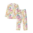 thumbnail image 1 of Salouo Retro Colorful Butterfly Print Button-Front Long Sleeve Pajama Set for Men, Soft 2Pjs Men's Long Sleeve Sleepwear-X-Large, 1 of 7