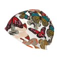 thumbnail image 1 of Salouo Retro Floral Butterfly Print Unisex Beanie Hat,Knitted Baggy Skull Cap Winter Warm Hats Beanie Sleep Hats Cancer Headwear Caps for Women & Men 1 Pieces, 1 of 7