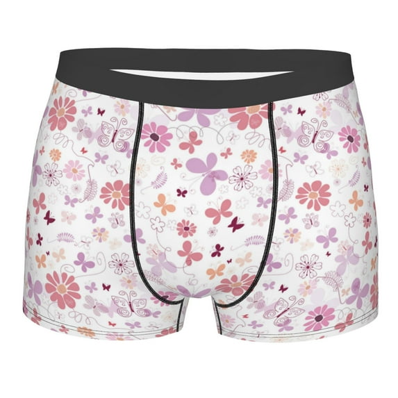 Salouo Retro Floral Print Men's Boxer Briefs,Breathable Underwear Elastic Waistband Briefs for Men -Large