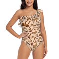 thumbnail image 1 of Salouo Ribbon bows with leopard Pattern One Shoulder Ruffled One Piece Swimsuit for Women V Neck Swimwear Tummy Control Bathing Suit-Medium, 1 of 6