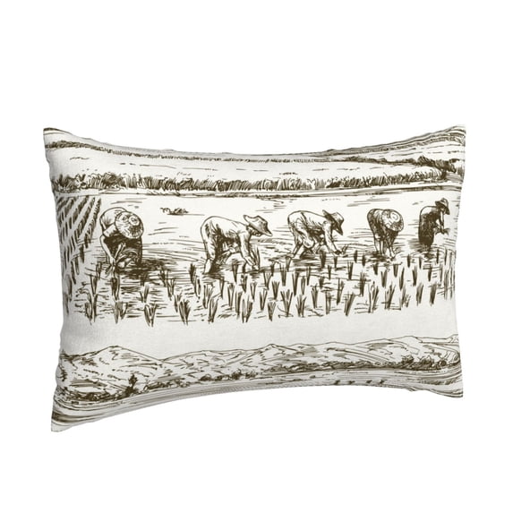 Salouo Rice Harvest Print Print Pillow Case Cover,Wrinkle-Free Bed Pillow Cover Pack of 1 Home Decor Fade-Resistant and Stain-Resistant ,Pillows Not Included -20"x30"