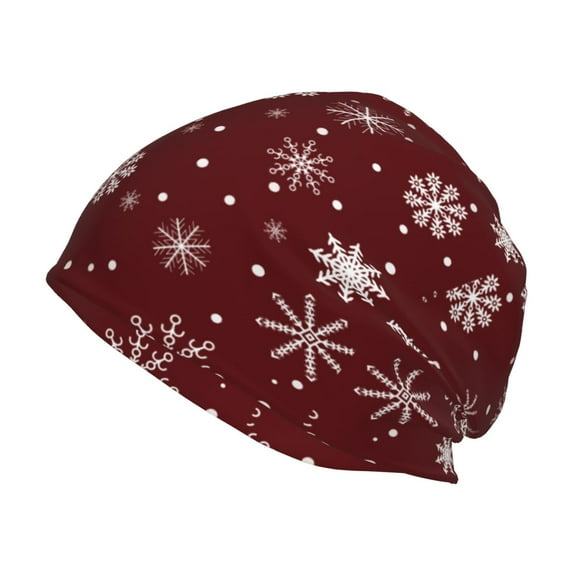 Salouo Romantic white snowflakes Print Unisex Beanie Hat,Knitted Baggy Skull Cap Winter Warm Hats Beanie Sleep Hats Cancer Headwear Caps for Women & Men 1 Pieces