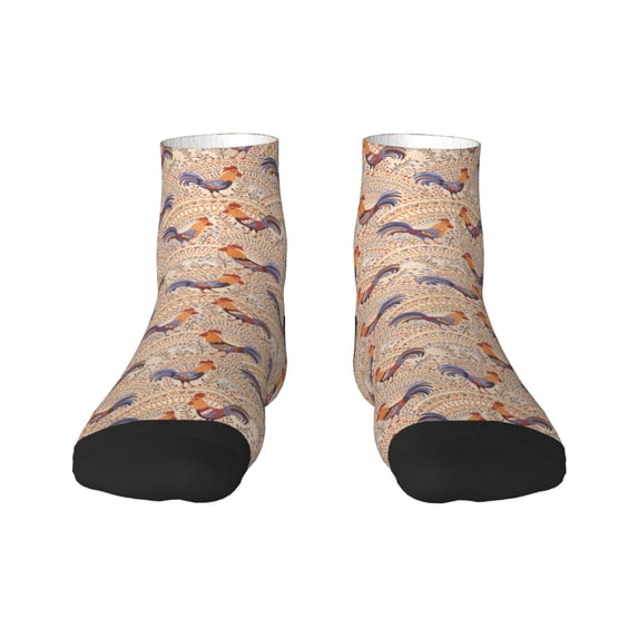 Salouo Roosters In Floral Pattern Unisex Middle Tube Socks,Middle-Finger Knee High Socks Over The Calf Tube Stocking Crew Stockings for Women and Men Tube Socks