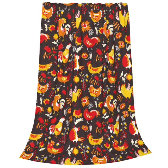 Salouo Roosters Print Bed Blankets,Flannel Blanket Comfortable Air Conditioning Blanket Lightweight Blanket for Sofa Bed Travel & Couch -60"x50"