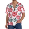 thumbnail image 1 of Salouo Rose Flowers Pattern Cuban Collar Shirts for Men Button-Down Shirt Men's Short Sleeve Shirts Hawaiian Shirts Casual Shirts -4X-Large, 1 of 6