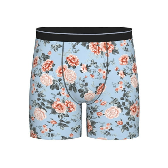 Salouo Rose Flowers Pattern Men's Boxer Briefs, Soft & Breathable Underwear Elastic Waistband Briefs for Men,1-Pack