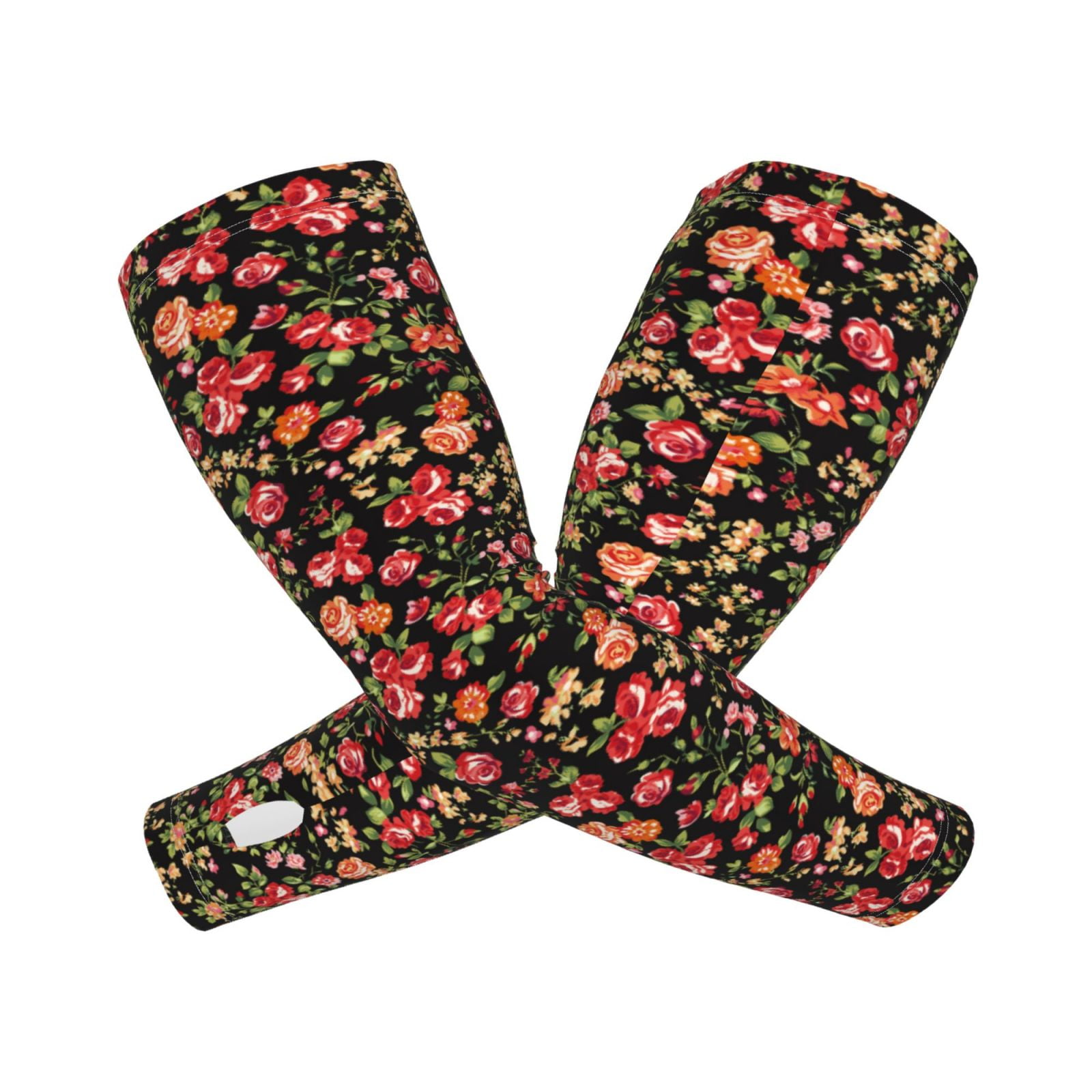 Salouo Rose Flowers Pattern UV Sun Protection Arm Sleeves for Men