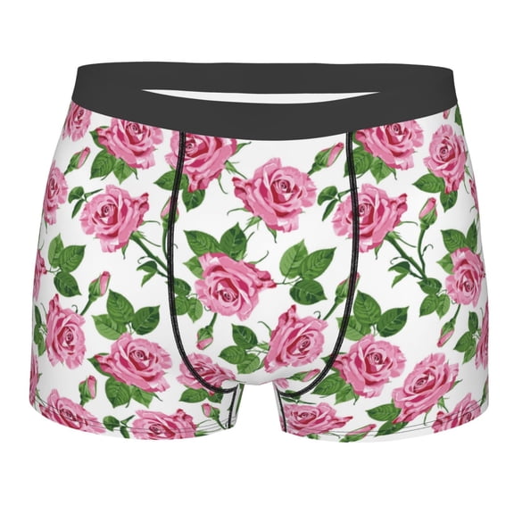 Salouo Rose Flowers Print Men's Boxer Briefs,Breathable Underwear Elastic Waistband Briefs for Men -XX-Large