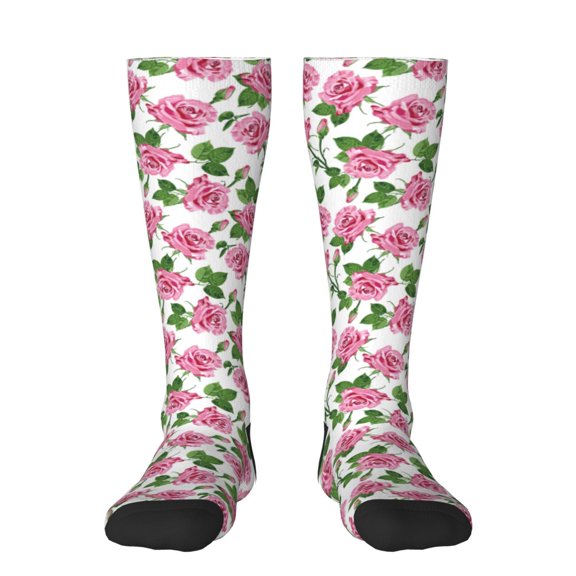 Salouo Rose Flowers Print Women's Men's Ankle Socks 1-pack Casual Athletic Socks for Unisex Adult Moisture-Wicking Socks for Daily Wear/Running/Sport
