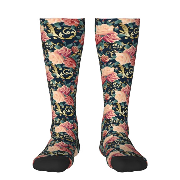 Salouo Rose Flowers Print Women's Men's Ankle Socks 1-pack Casual Athletic Socks for Unisex Adult Moisture-Wicking Socks for Daily Wear/Running/Sport