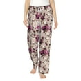 thumbnail image 1 of Salouo Rose Flowers Print Women's Pajama Pants Casual Loose Sweatpants PJs Flowy Pants Drawstring Palazzo for Women Wide Leg Pants Lounge Pajama -Large, 1 of 8
