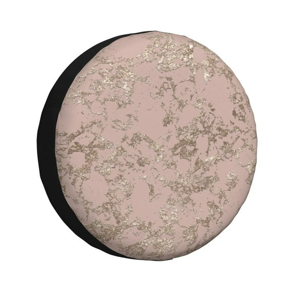 Salouo Rose Gold Marble Texture Print Spare Tire Cover 14-17 inch Spare Tire Protector Universal Tough Tire Wheel Cover for Trailer SUV and Truck-16 inch