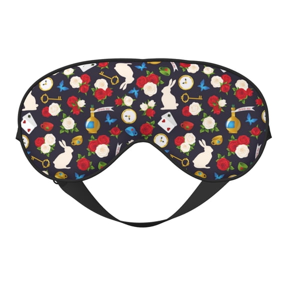 Salouo Rose Rabbit Pattern Sleep Mask,Sleep Eye Mask & Blindfold Eye Sleep Shade Cover with Elastic Strap Soft Eye Cover Eyeshade for Night Sleeping Travel & Nap