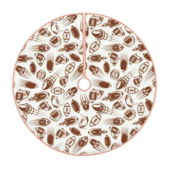 Salouo Rugby Style Christmas Tree Skirt 48" Farmhouse Christmas Decorations Snowman Xmas Tree Skirt Tree Mat for Holiday Party Decor