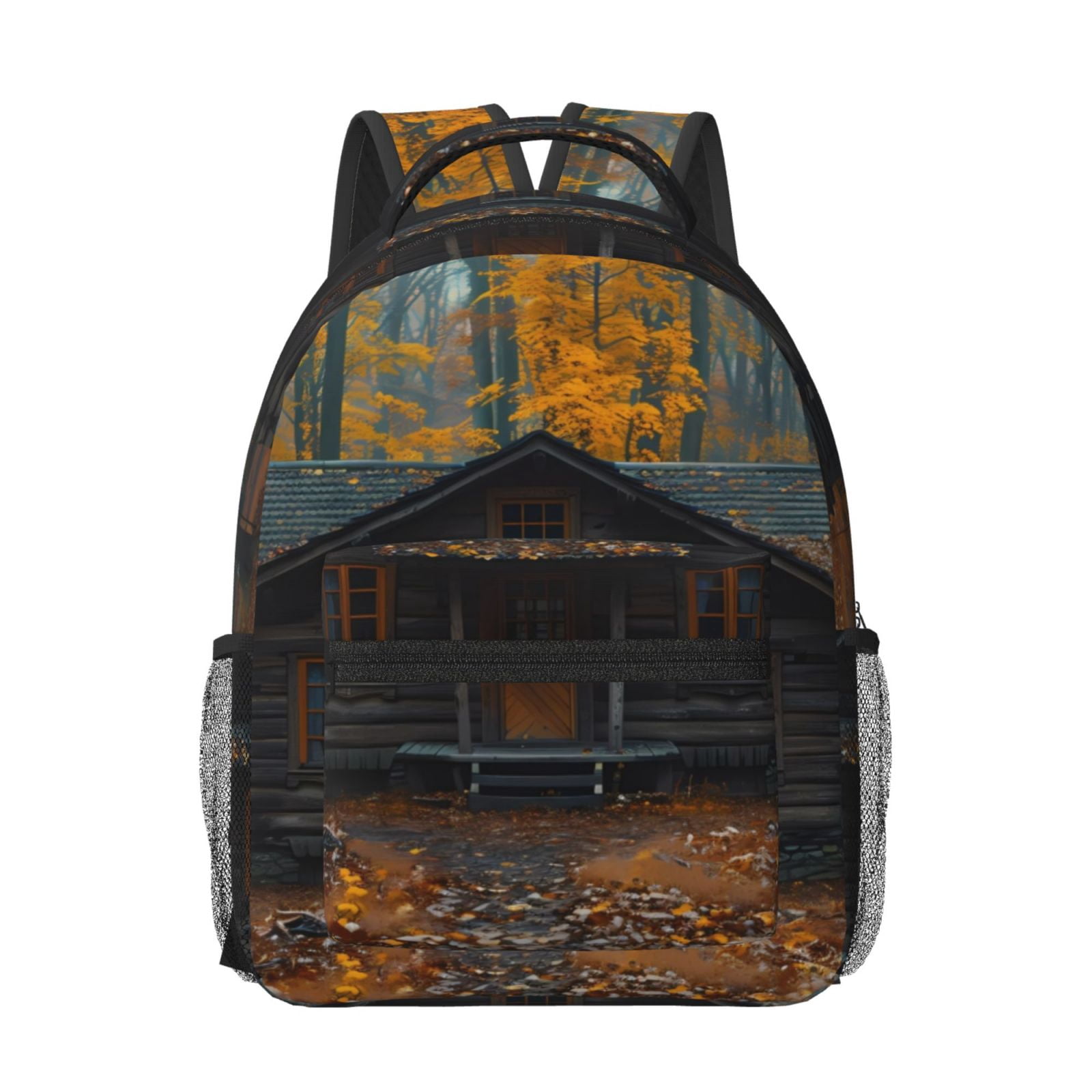 Rustic Backpacking Pack Salouo Rustic Cabin Autumn Forest Print Laptop Backpack 16.5'' Daypack ...
