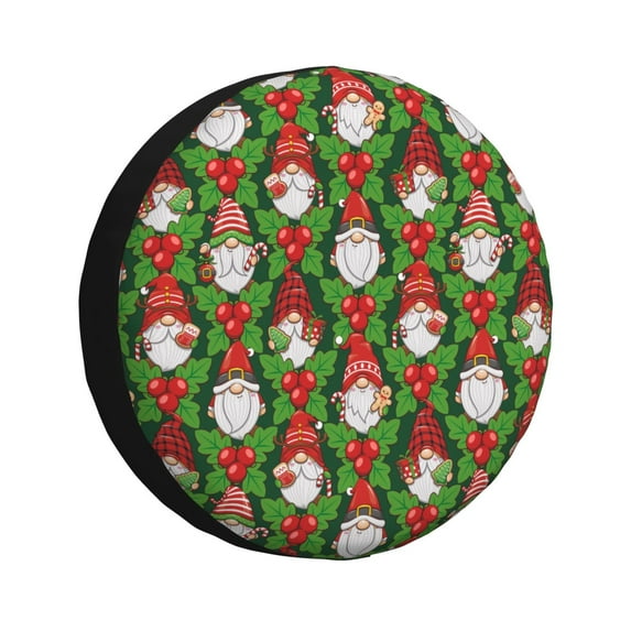 Salouo Santa Claus And Gnomes Print Spare Tire Cover 14-17 inch Spare Tire Protector Universal Tough Tire Wheel Cover for Trailer SUV and Truck-15 inch